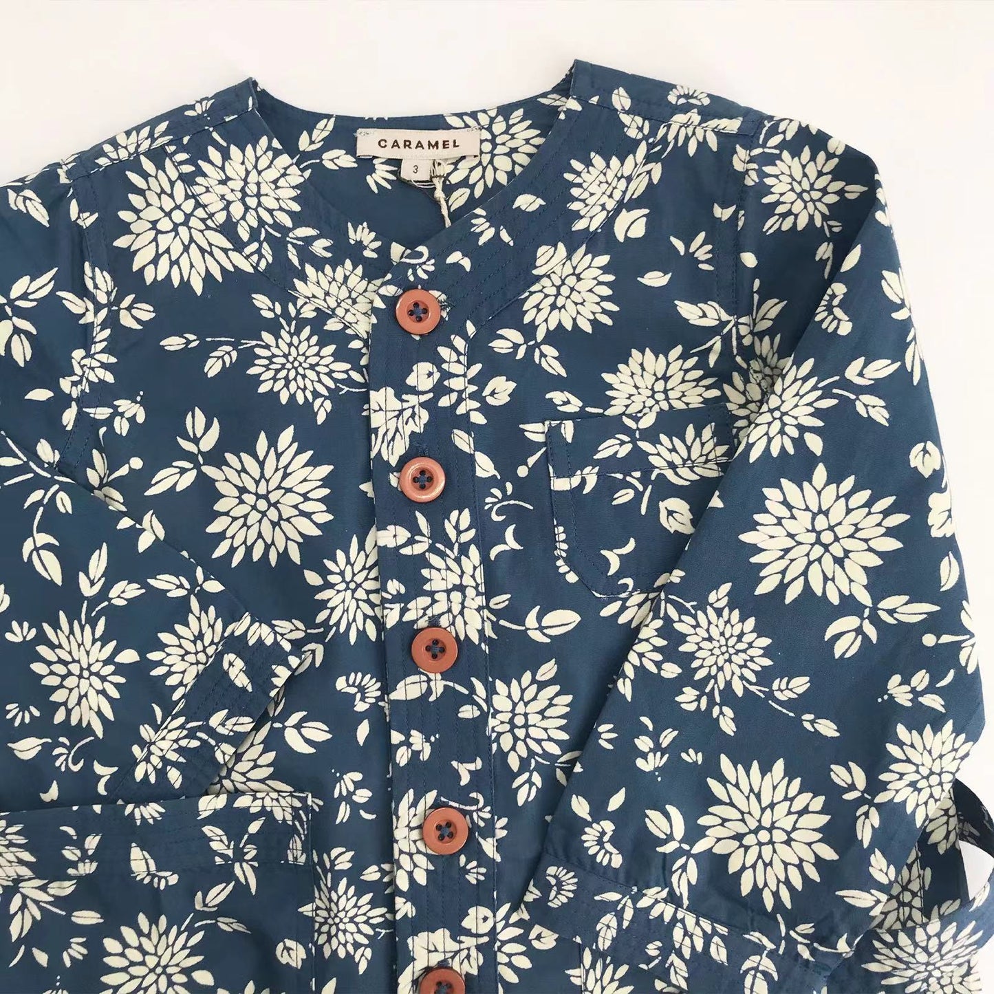 Girls Blue Printing Cotton Coat