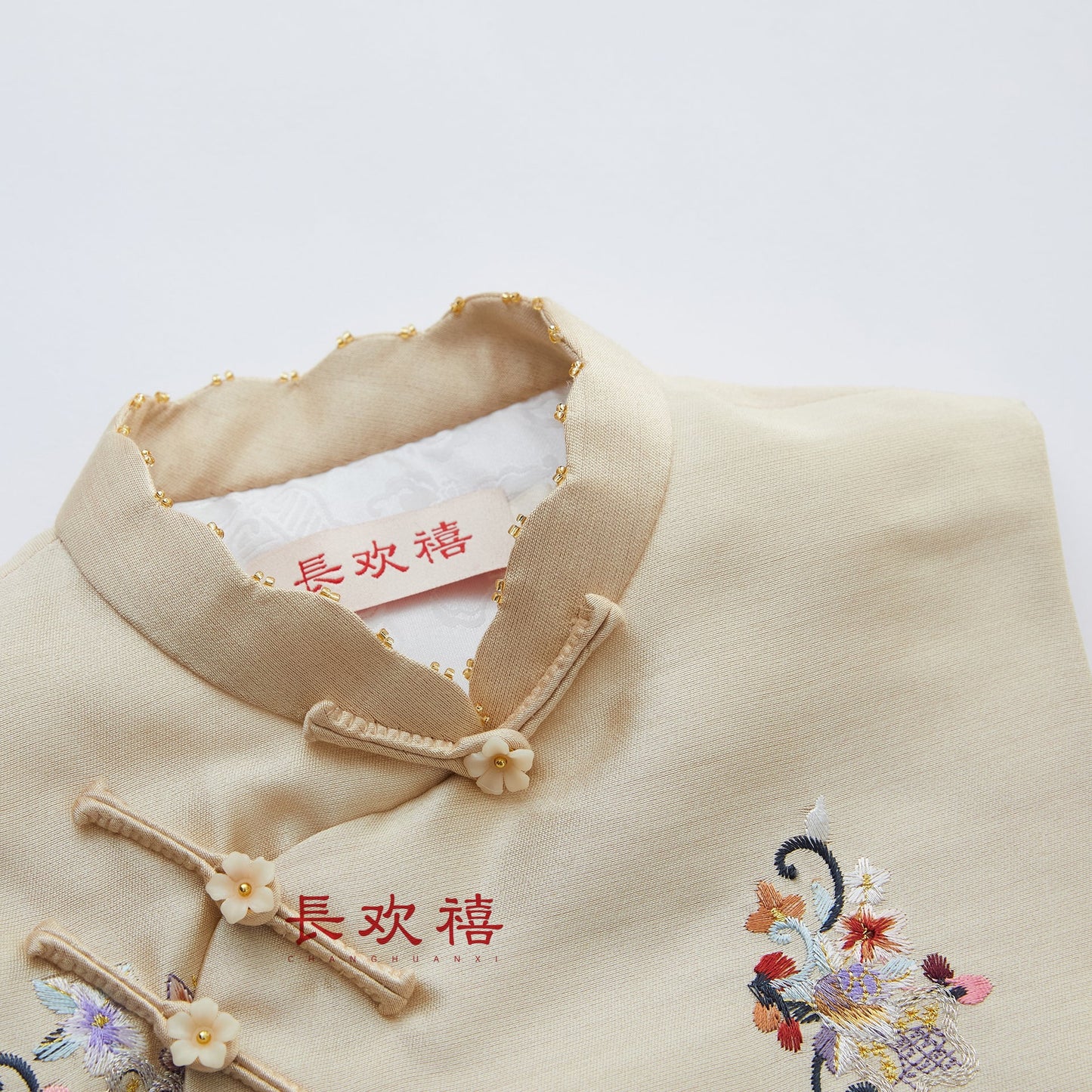 女童米色"蜜蕊"夹棉马甲裙