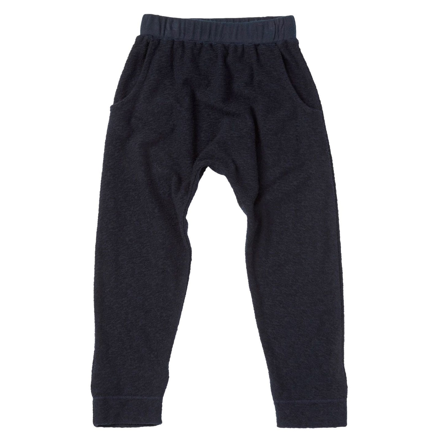 Baby Navy Blue Textured Fleece Cotton Jersey Trousers