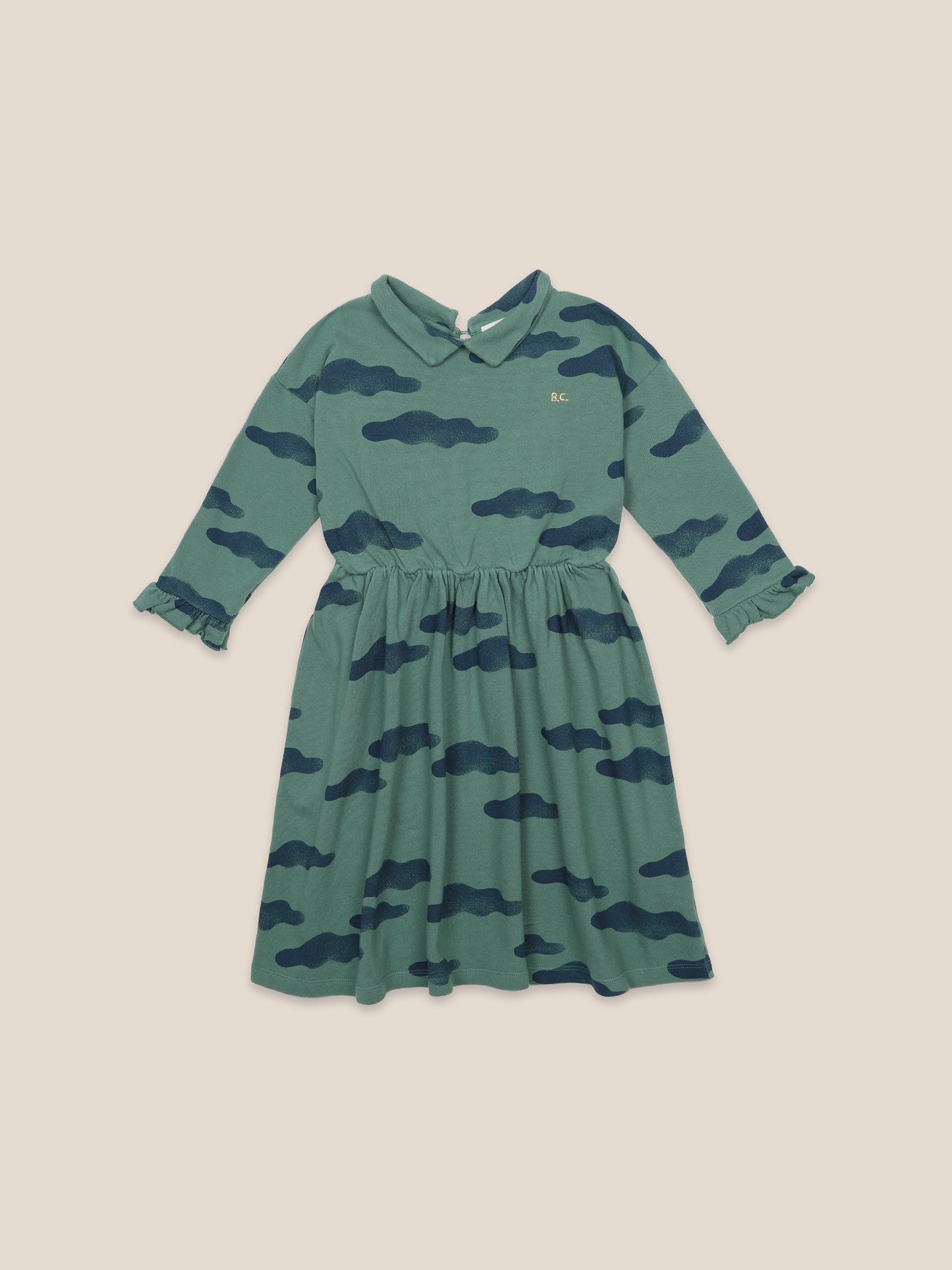 女童绿色有机棉连衣裙