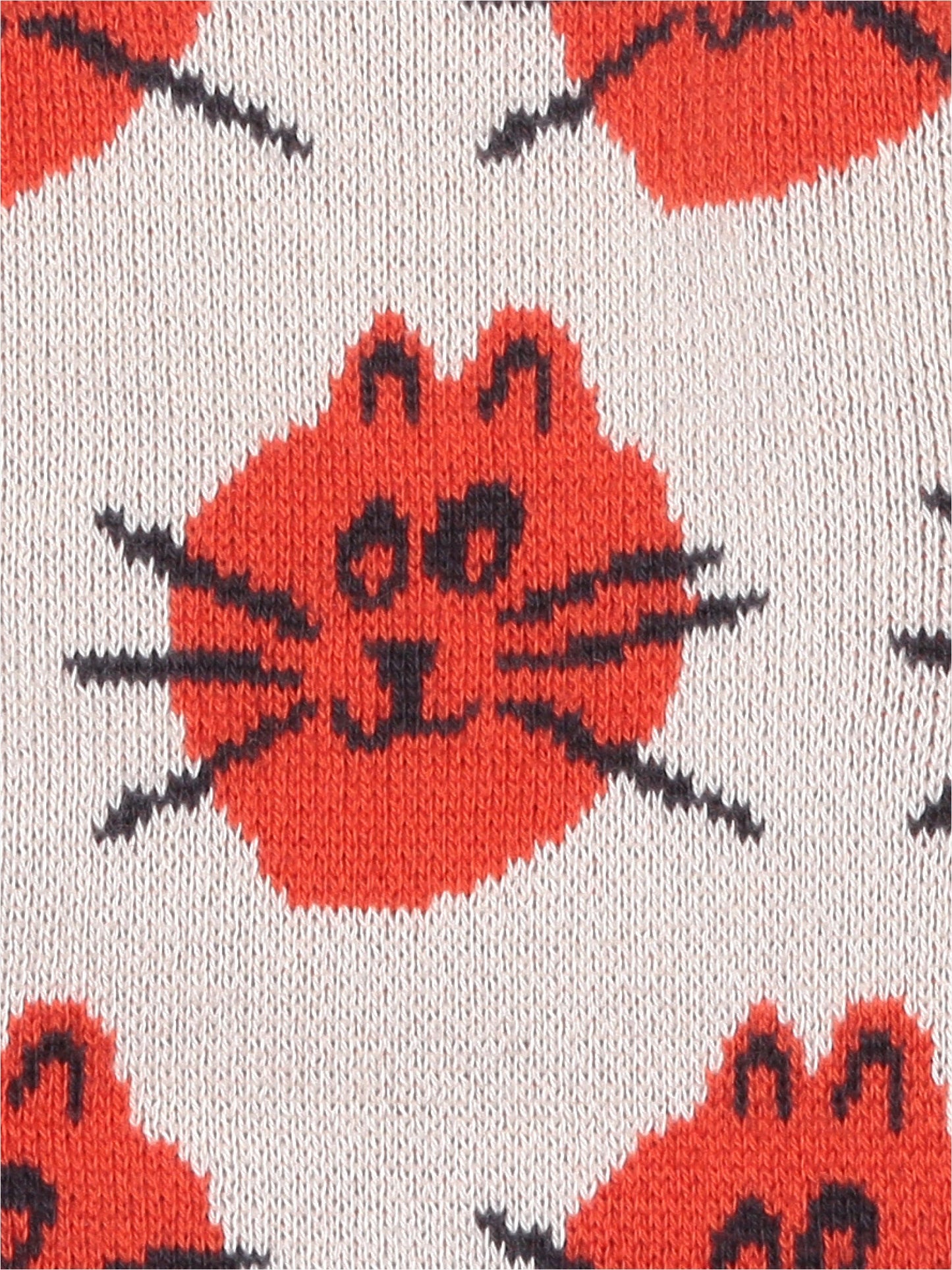 玫瑰粉棕褐色猫提花针织袜