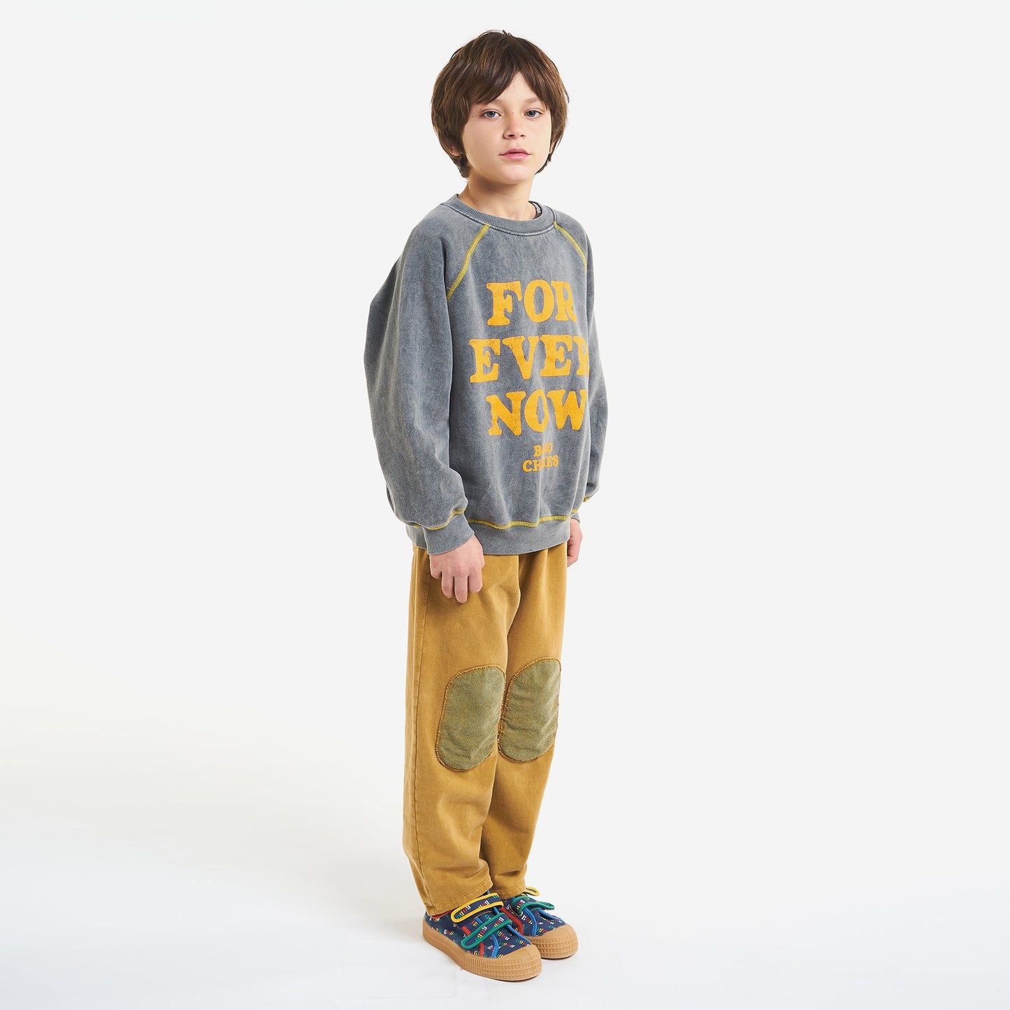 儿童灰色Logo棉卫衣