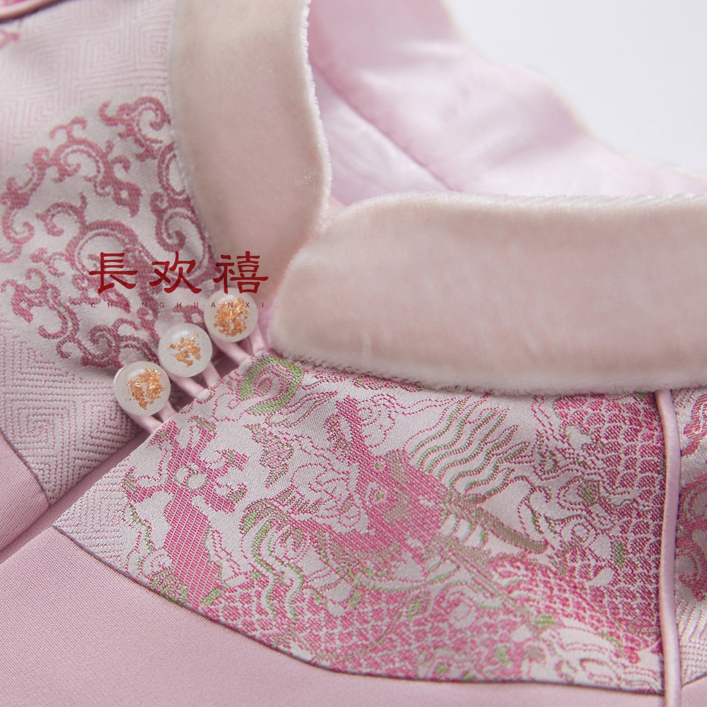 女童粉色"文心雕龙"加棉外套