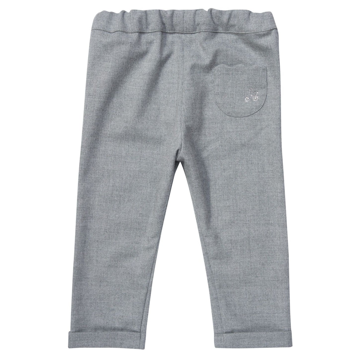 Baby Girls Grey Flounce Trims Pockets Trousers