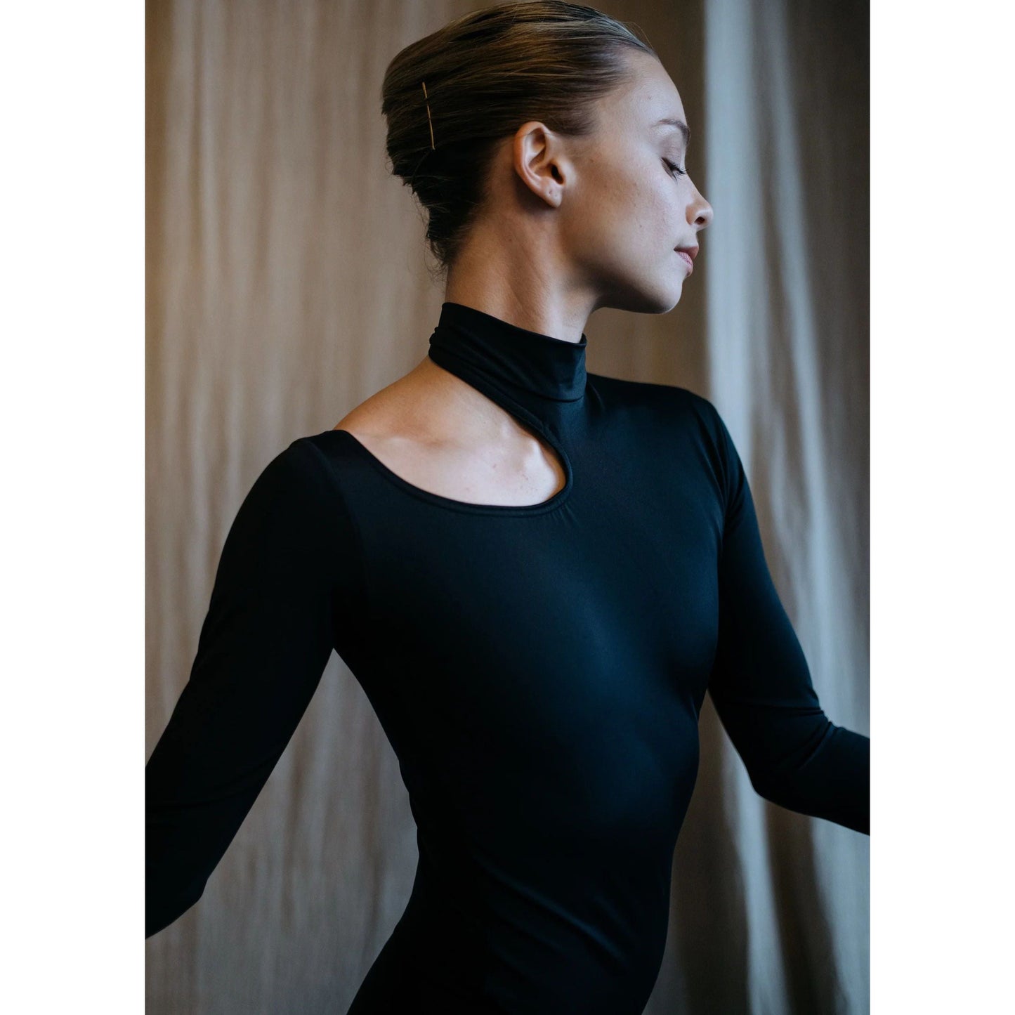 女士黑色长袖芭蕾舞连体衣(2235/Black)