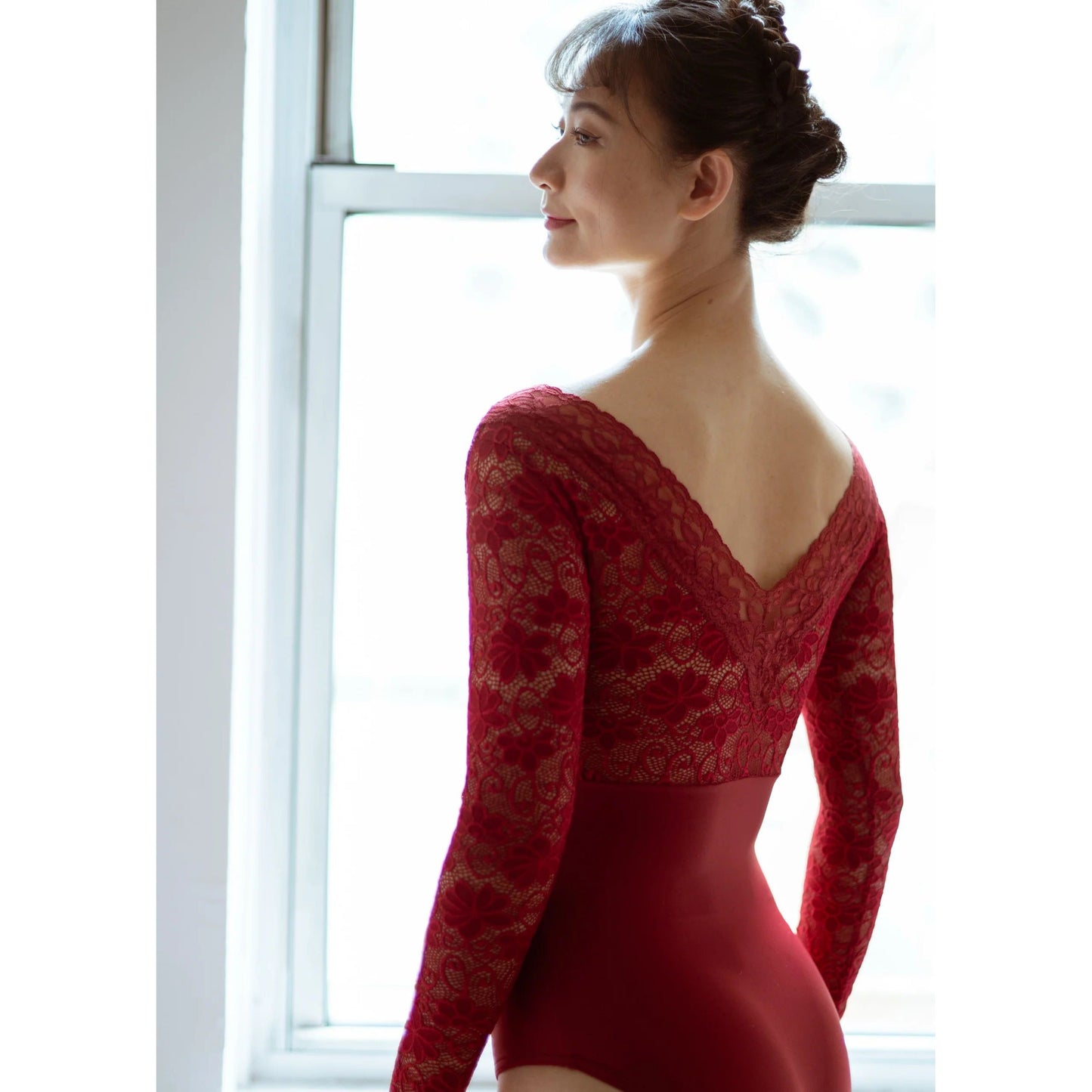 女童红色长袖芭蕾舞连体衣(2237/Red)
