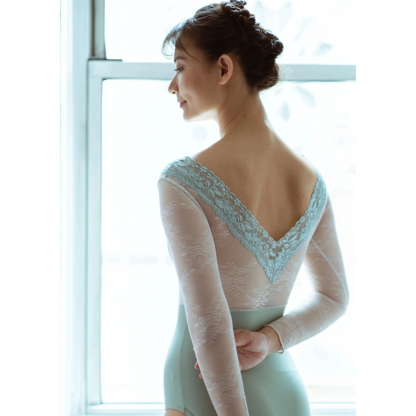 女童浅绿色长袖芭蕾舞连体衣(2237/Teal)