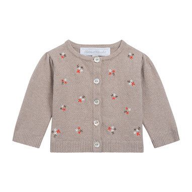 Baby Girls Grey Embroidered Folwer Cardigan