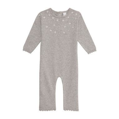 Baby Grey Star Printed Trims Babygrow