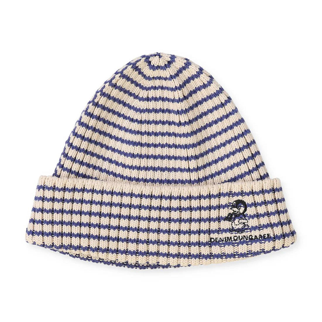 儿童蓝色条纹企鹅针织帽子