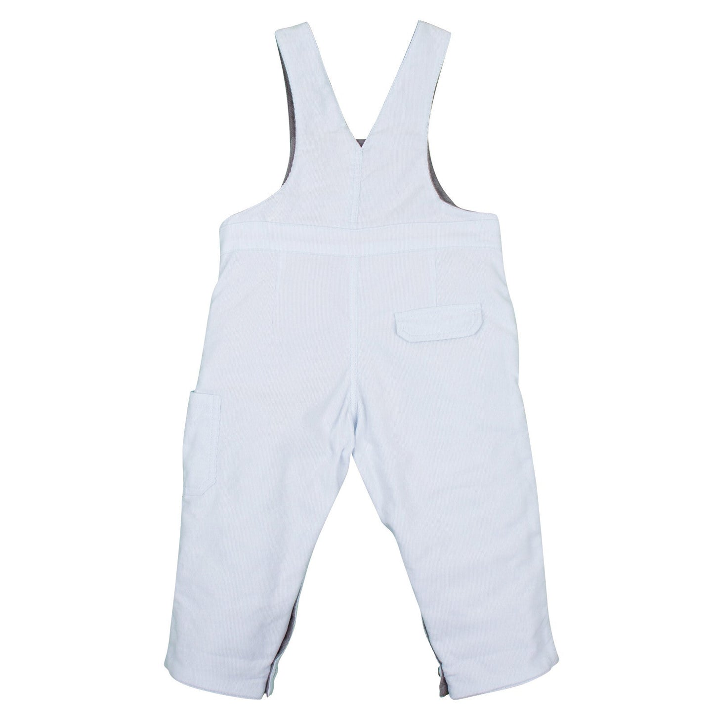 Baby Boys White Cotton Dungarees With Pockets