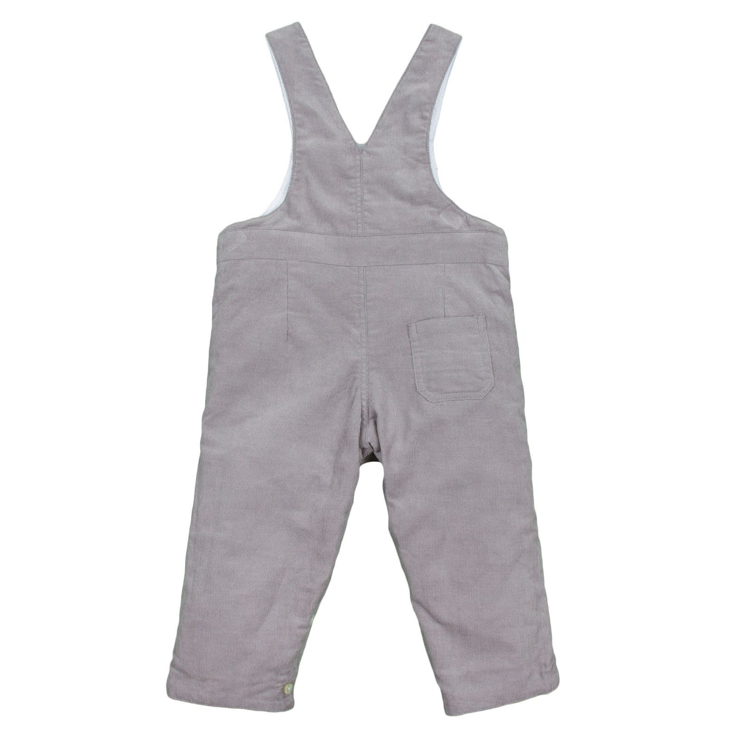 Baby Boys White Cotton Dungarees With Pockets