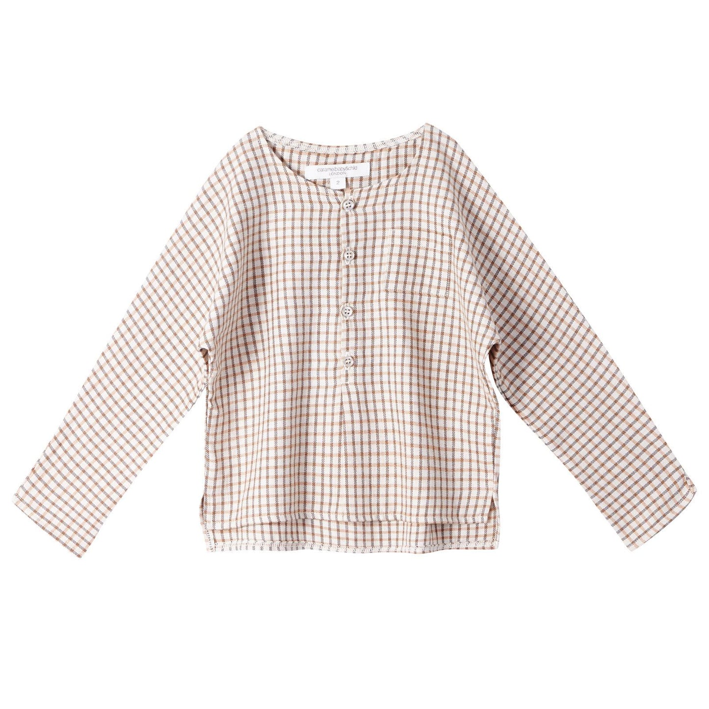 Boys Beige Spic Check Cotton Shirt