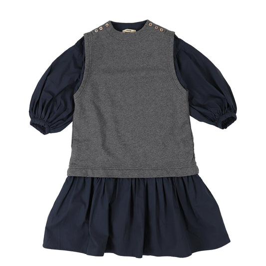 女童灰色棉连衣裙