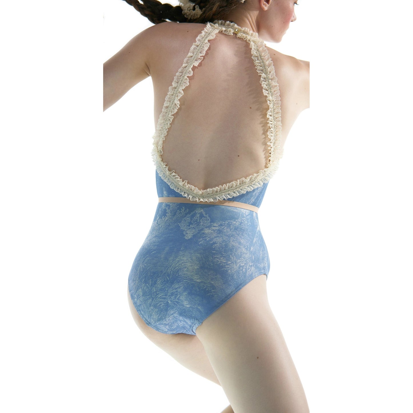 女士蓝色印花"ALPINE FLORA" Choker芭蕾舞连体衣(241LE31VL/alpineblue)