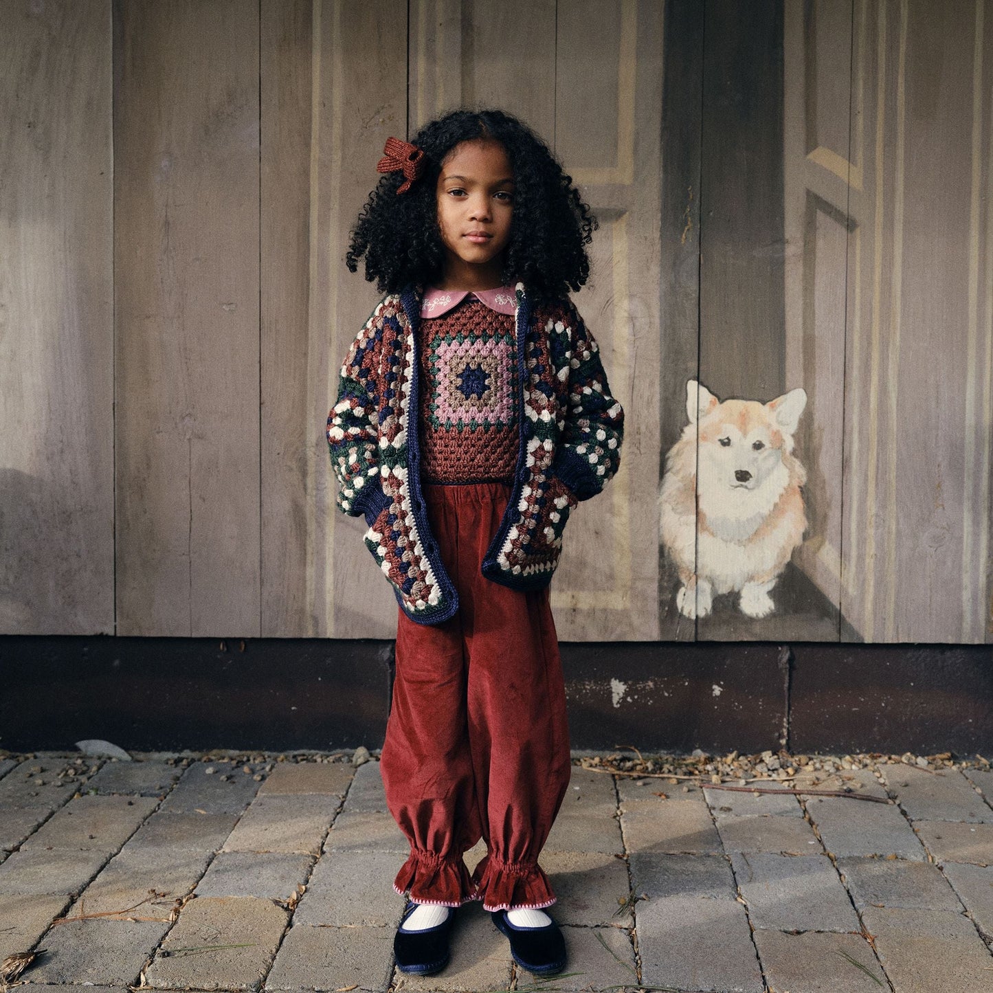 儿童绿色针织羊毛夹克