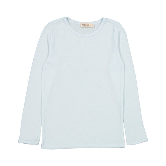 儿童浅蓝色羊毛T恤