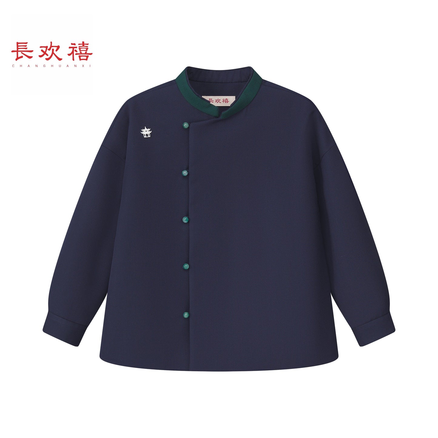 女童藏青色"远黛山峦"羊毛外套