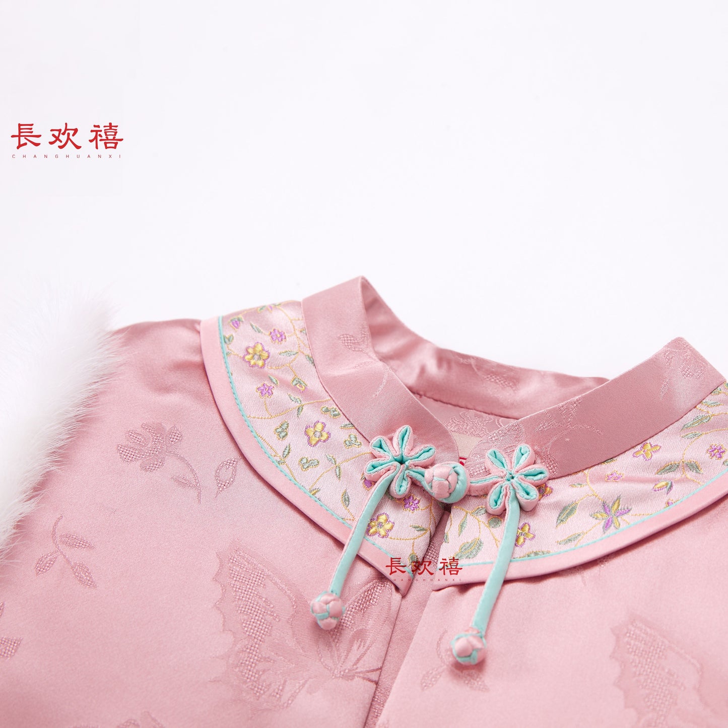 女童粉色"花与蝶"加棉马甲裙