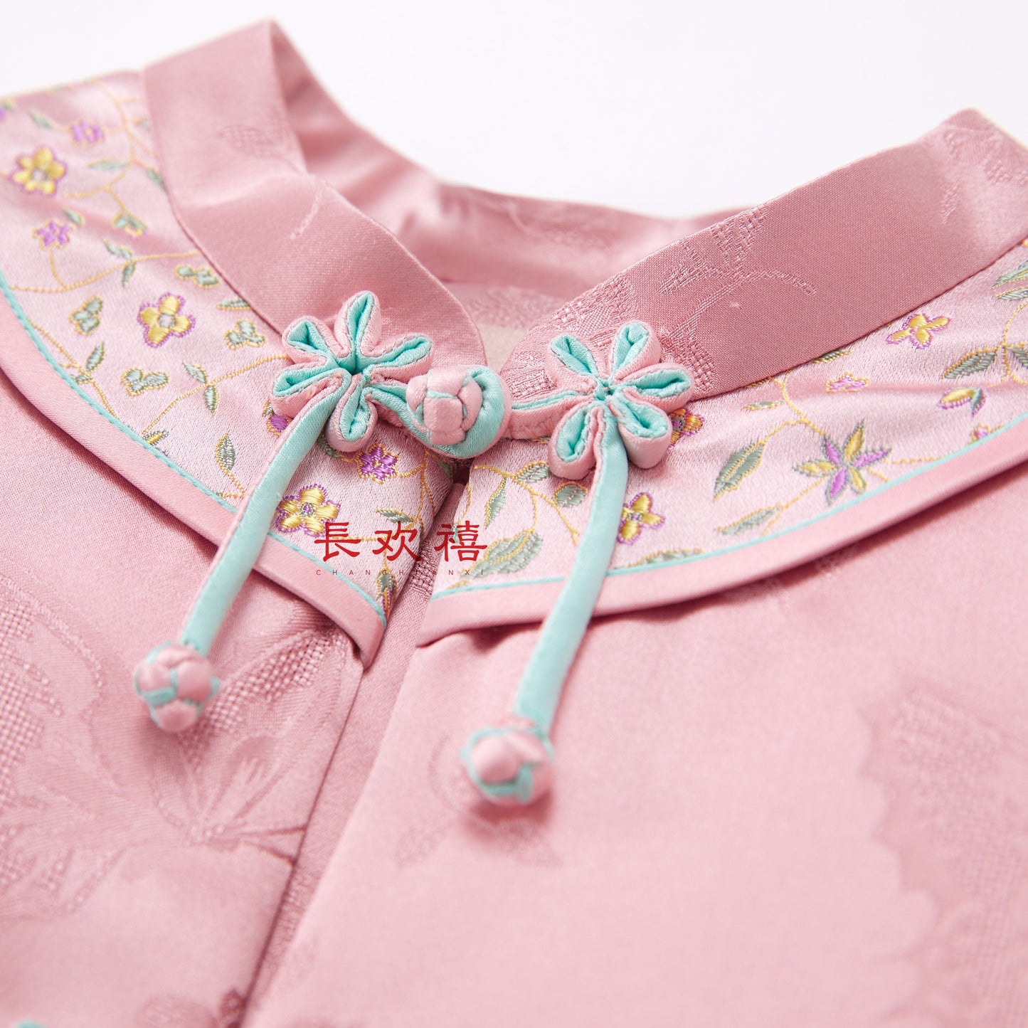 女童粉色"花与蝶"加棉马甲裙