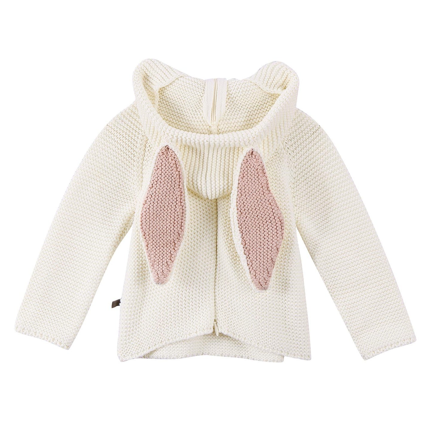 Baby White Alpaga Wool Bunny Ears Hooded Sweater