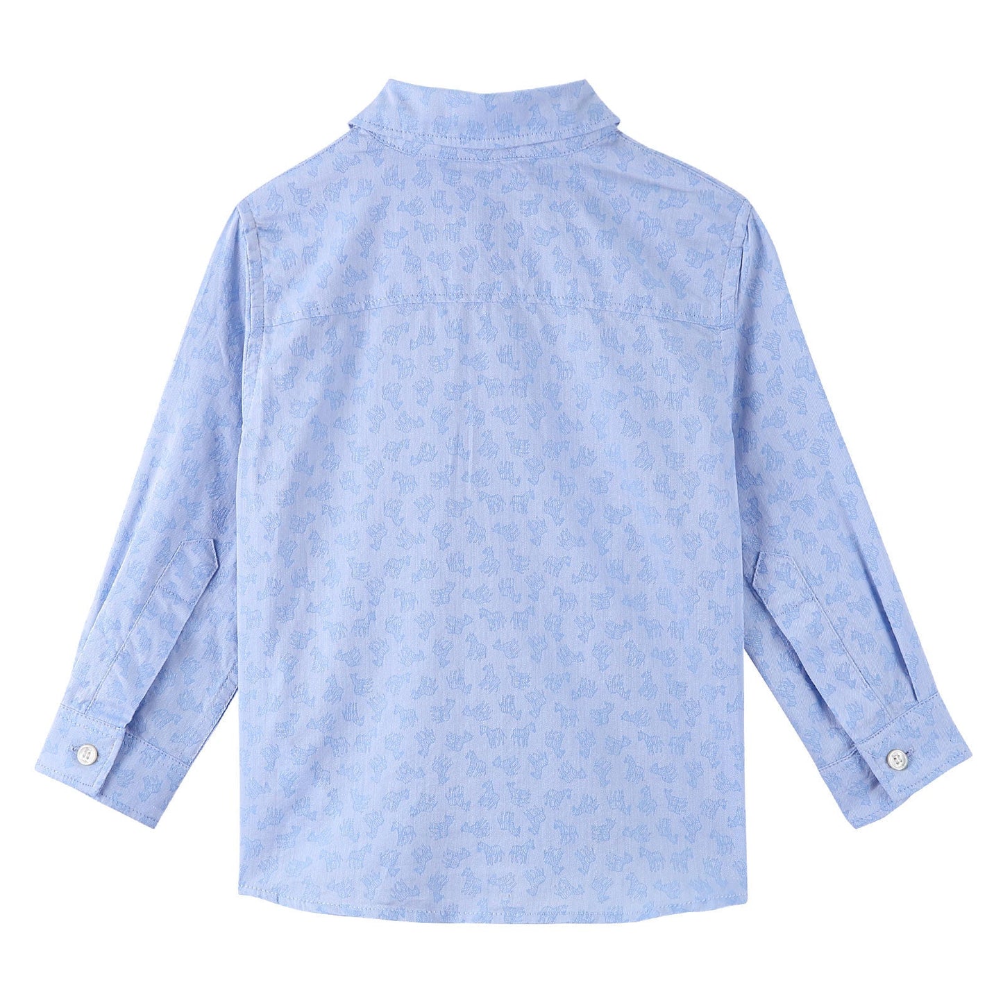 Baby Boys Sky Blue Cotton Shirts With Allover Horse Print