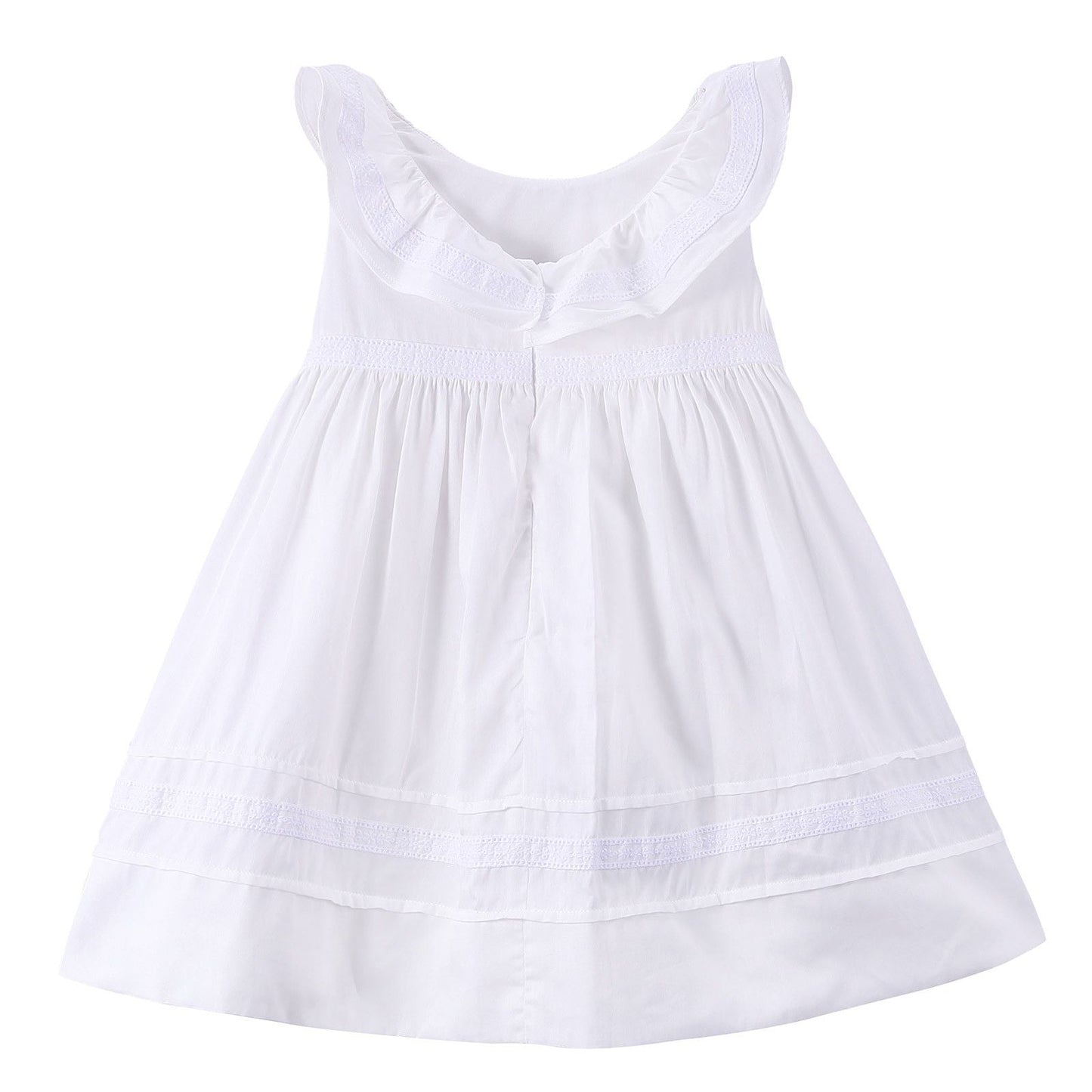 Girls Milk White Ruffled Collar Dress