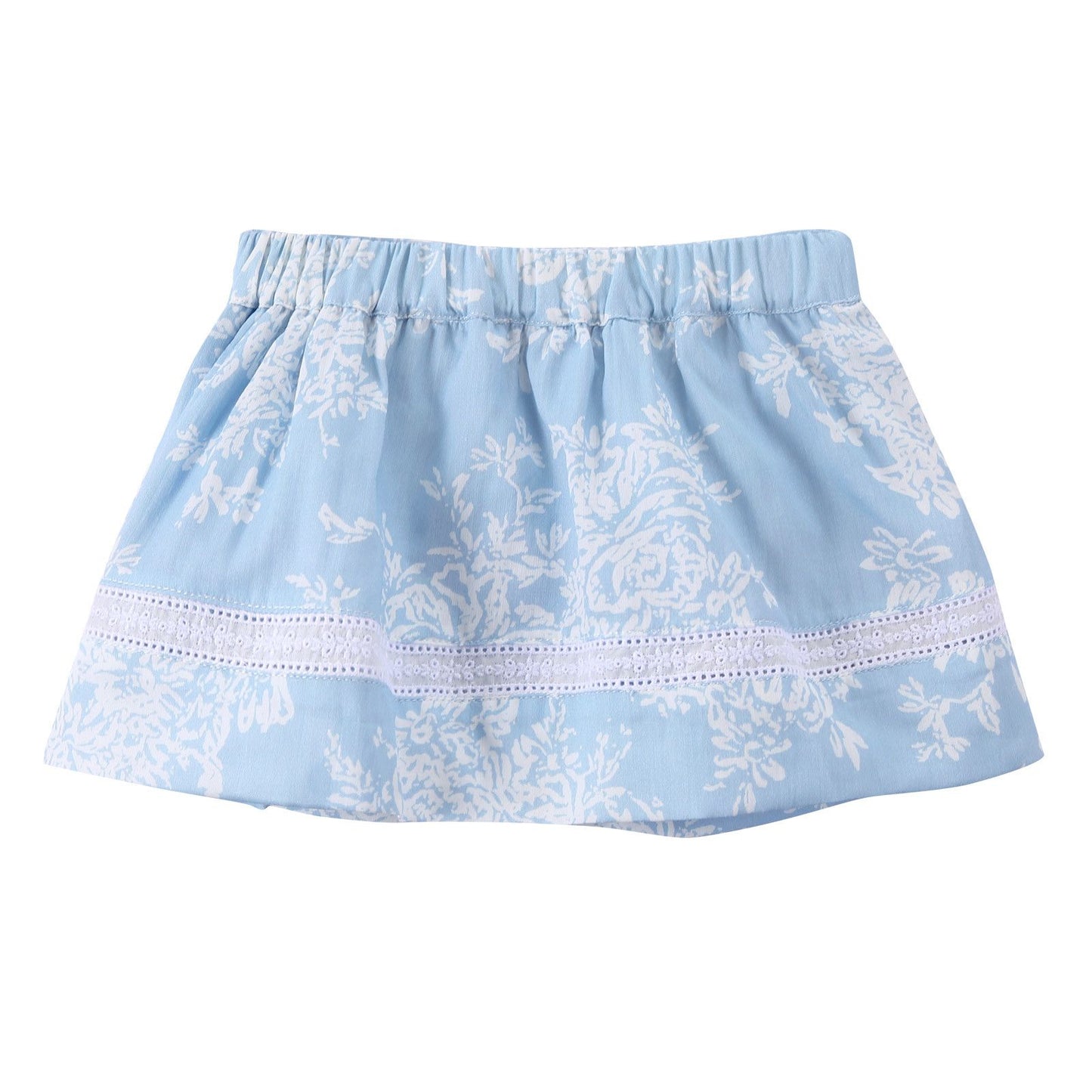 Baby Girls Blue Floral Printed Skirts With Underpants