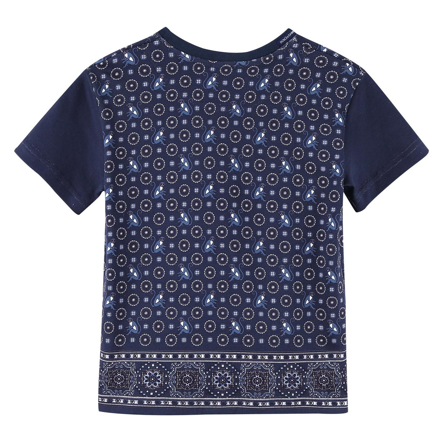 Boys Dark Grey Monkey Face Printed Cotton Jersey T-Shirt