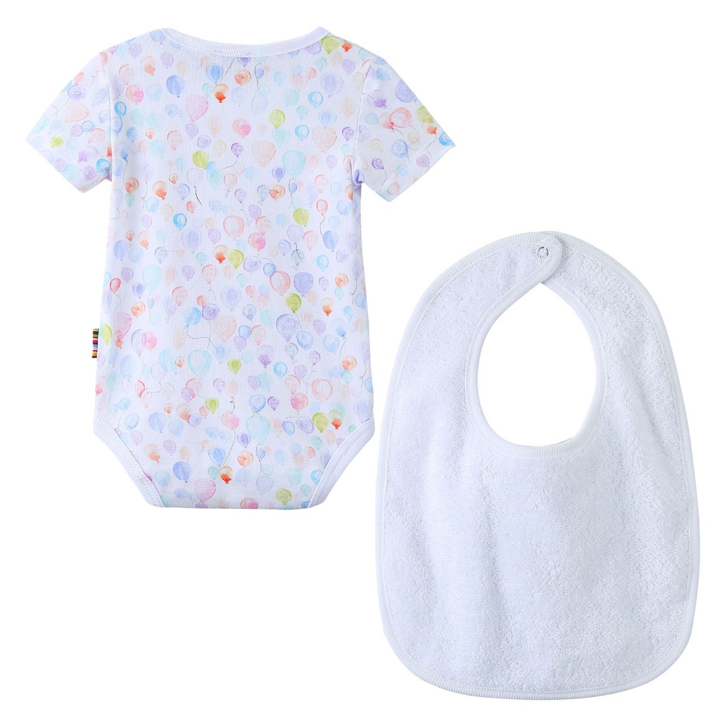 Baby Girls Multicolor Balloon Printed Bodysuit & Bib Set