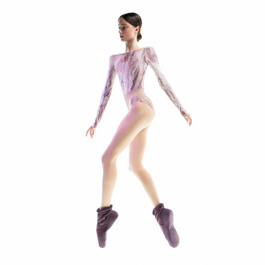 女士丁香紫船领芭蕾舞连体衣