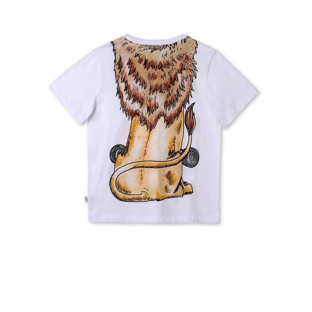 Boys & Girls White Lion Printed Cotton 'Arrow' T-Shirt