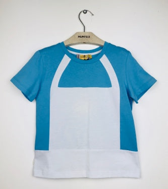Girls Blue & White Cotton T-shirt