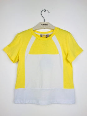 Girls Yellow & White Cotton T-shirt