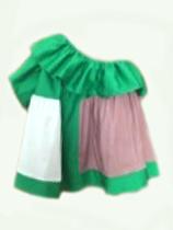 Girls Green & White Cotton Dress