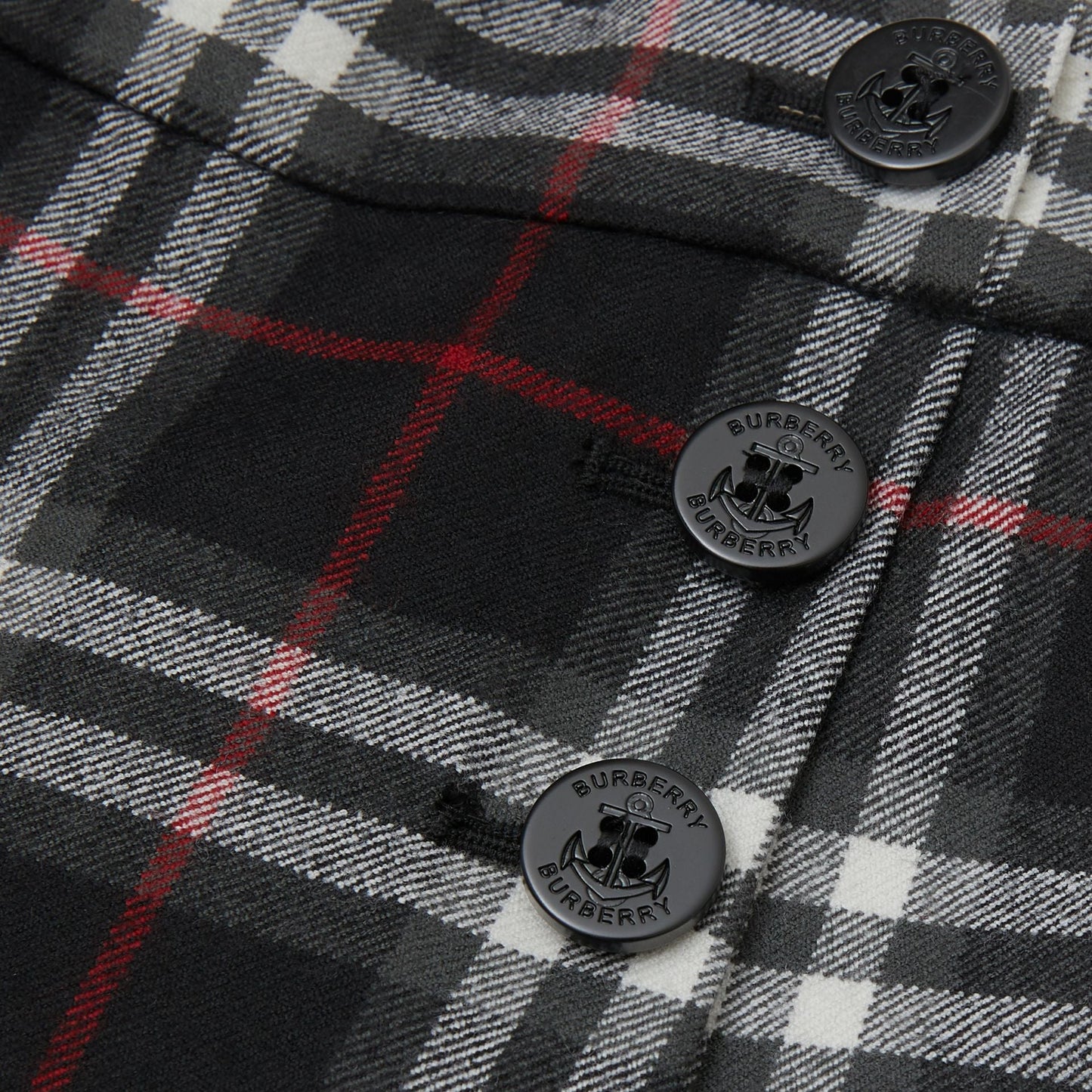 Girls Black Check Virgin Wool Trousers