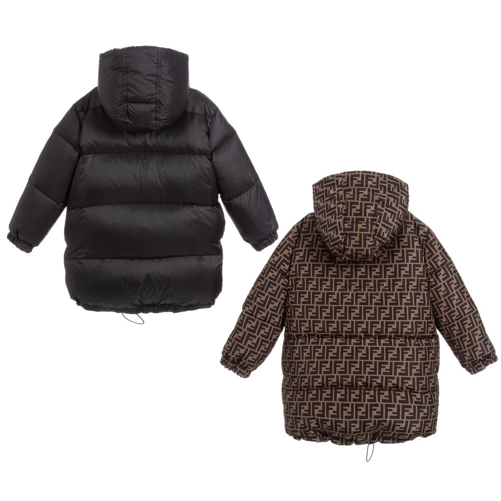 Boys & Girls Black Padded Down Reversible Coat