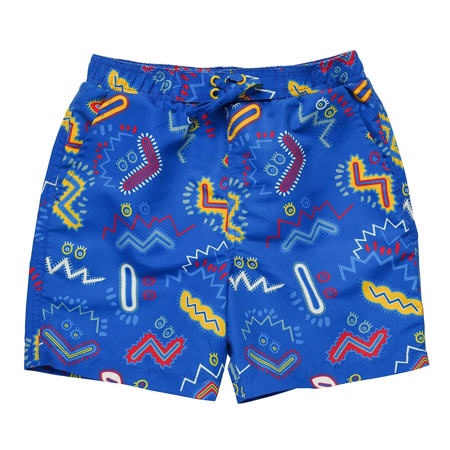 Boys Bright Blue Zig Zag Printed Swimwear Shorts