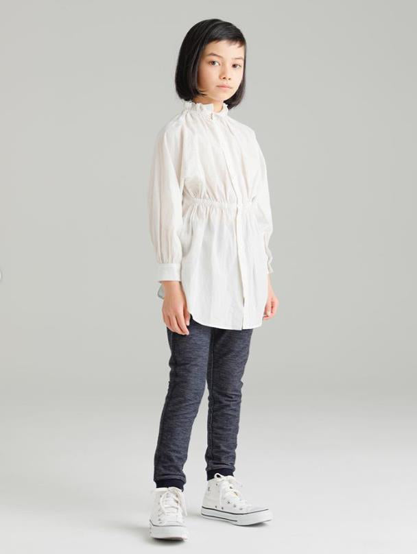 女童白色双面褶边衬衫