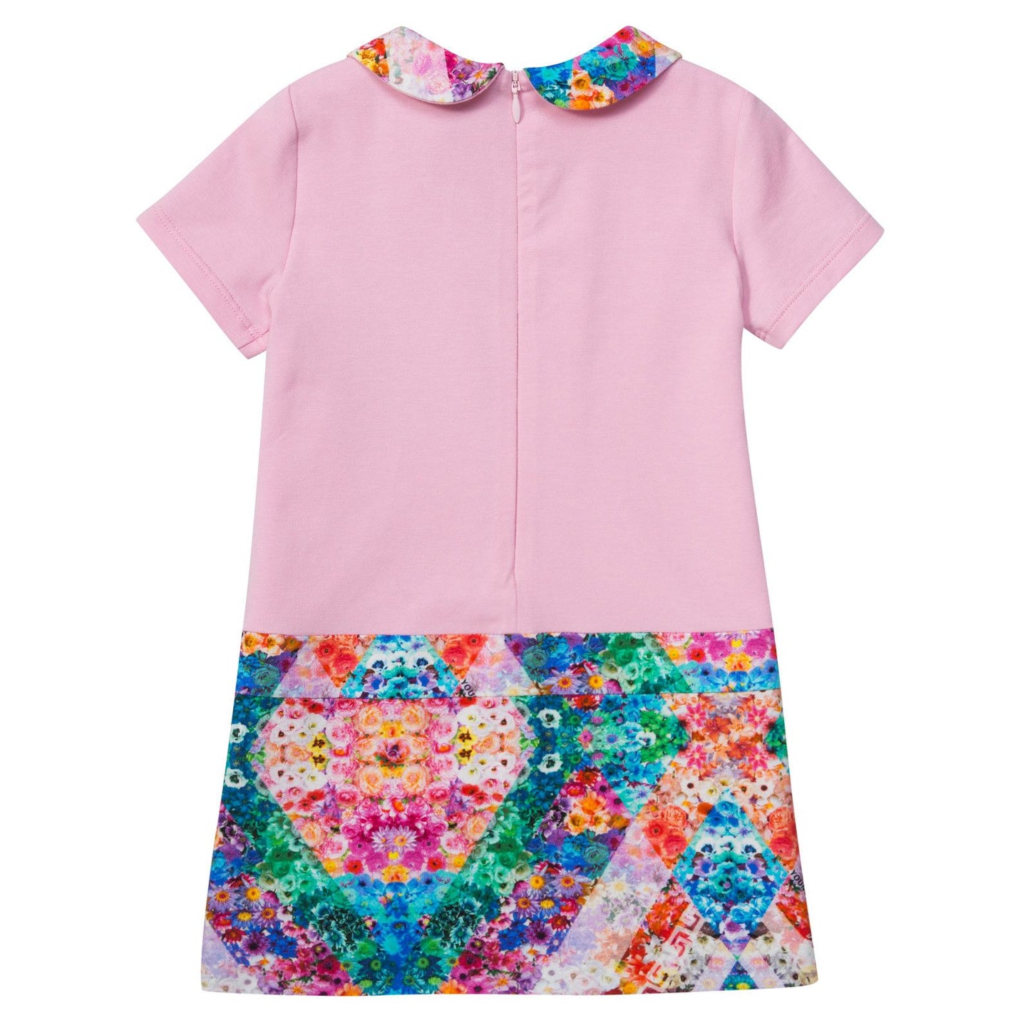 Baby Girls Pink Dress With Floral Kaleidoscope Collar&Skirt