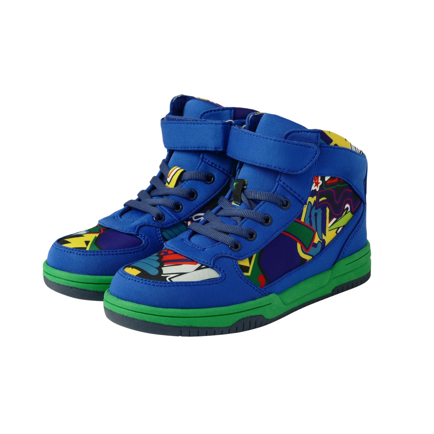 Boys Blue Sticker Printed Hiigh Top 'Darby' Shoe