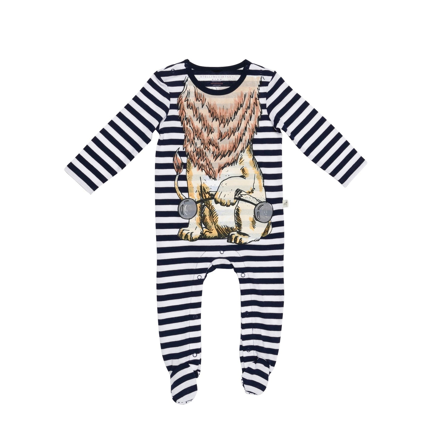 Baby Navy Blue Stripe Lion Printed 'Twiddle' Babygrow
