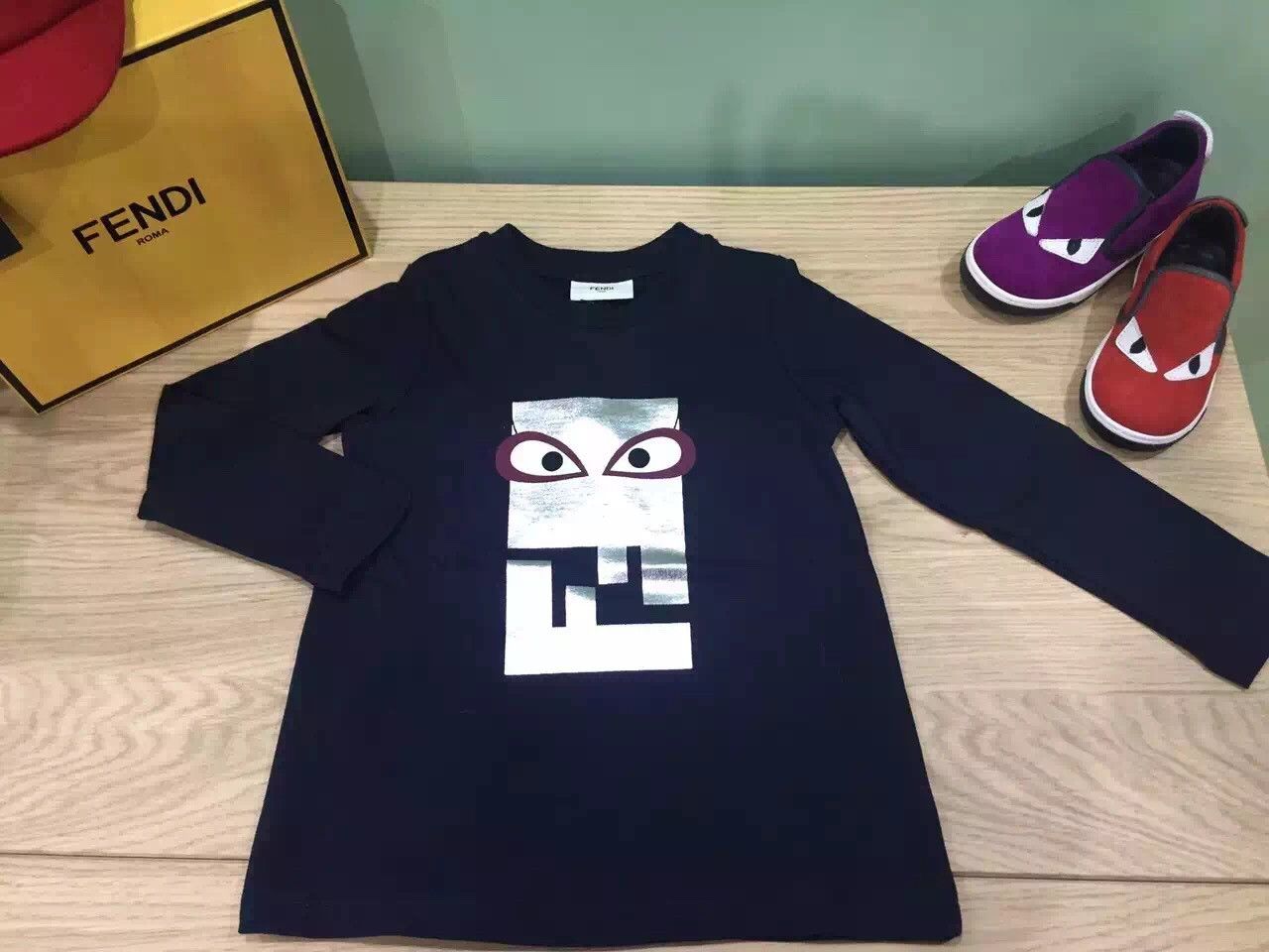 Girls Blue Cotton Monster Printed T-Shirt