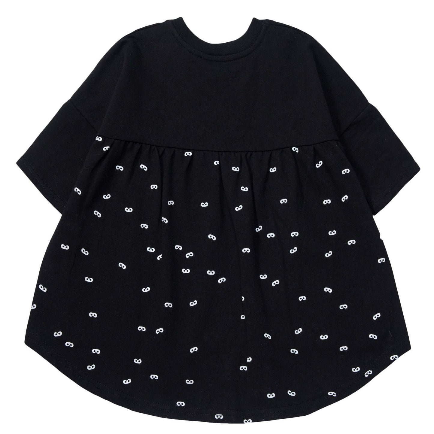 Girls Black Frill Back White Mini Masks Blouse