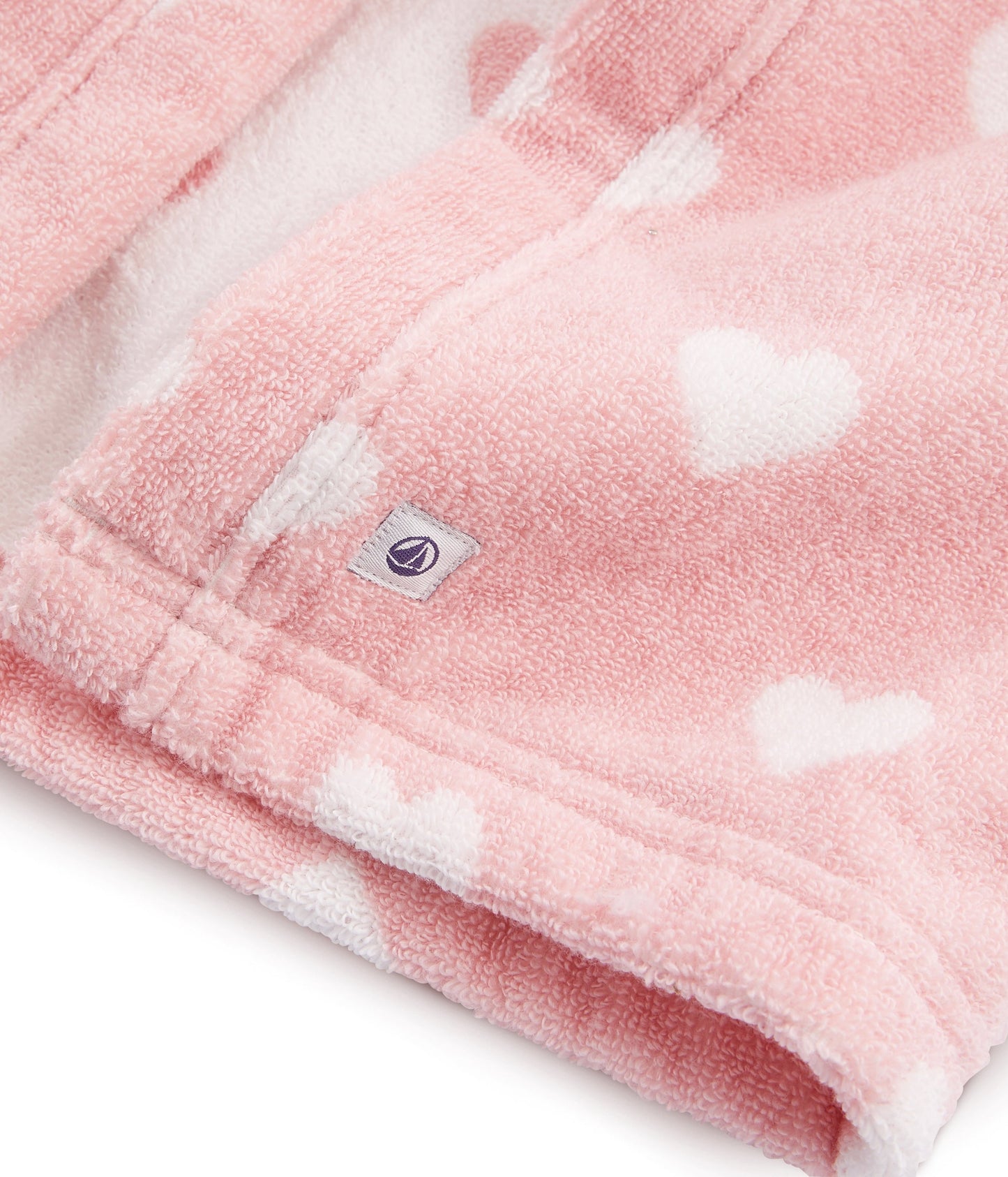 Girls Pink Heart Hooded Cotton Cape