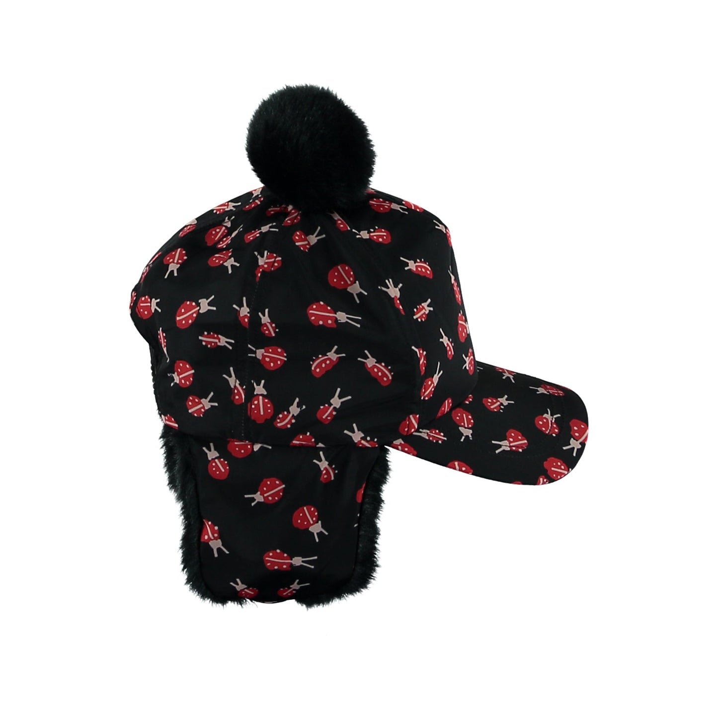 Girls Black Printed Hat