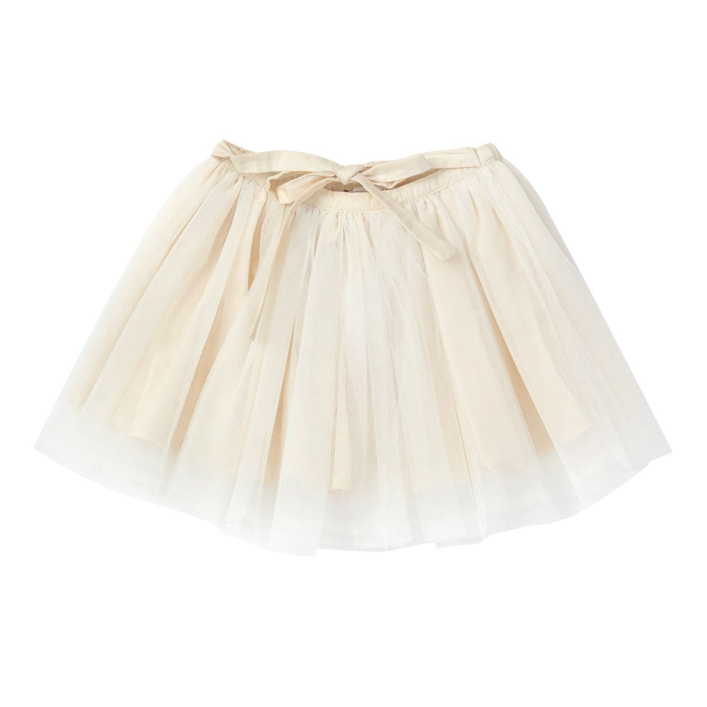 Girls Beige Muti Layered Tulle Skirt With Bow Trims