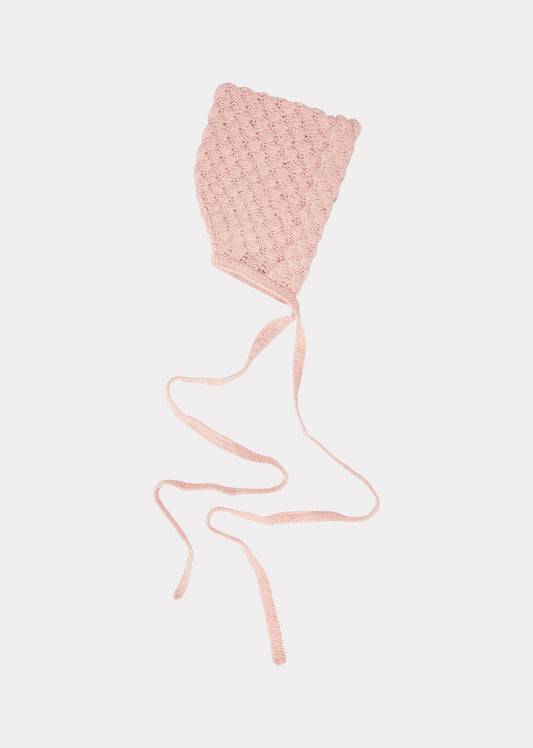 女婴粉色针织帽