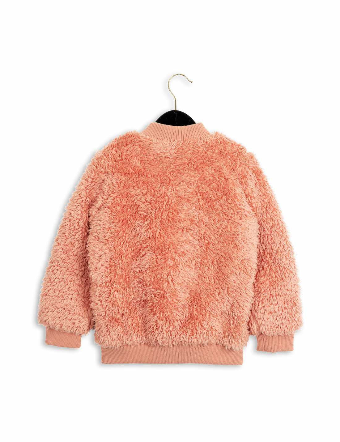 Girls Pink Fur Ribbed Cuffs Coat