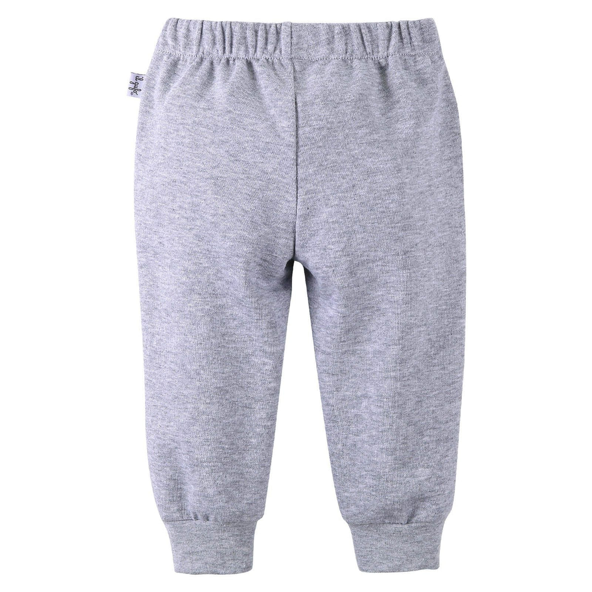 Boys Grey Cotton Trousers With Ribbed Hems